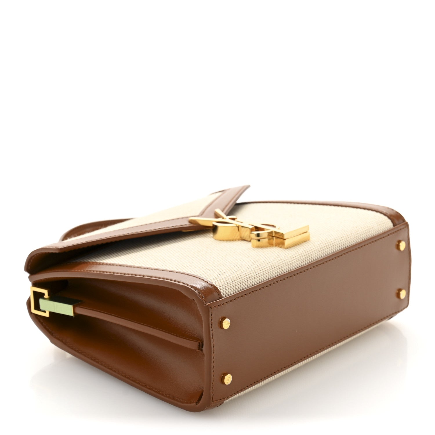 Canvas Calfskin Mini Classic Monogram Cassandra Top Handle Tan Natural