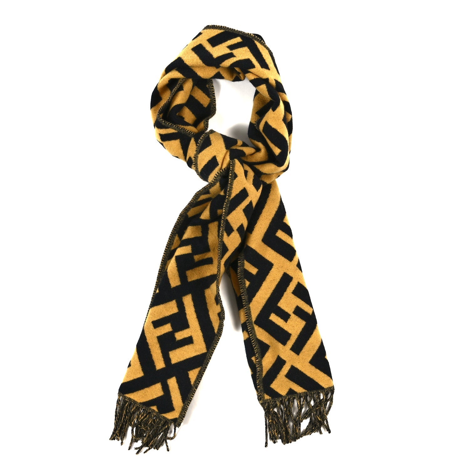 Cashmere FF Scarf Yellow Black