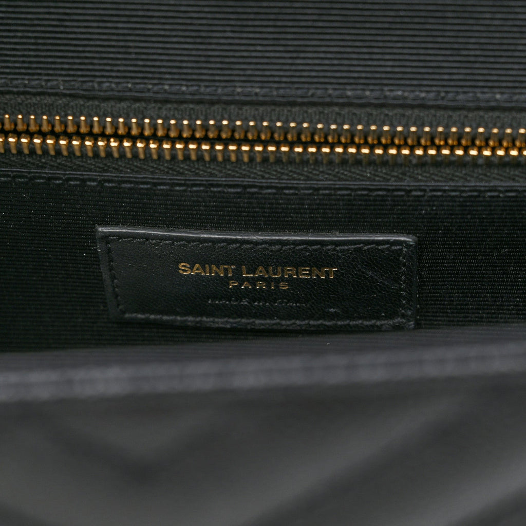 Grain De Poudre Matelasse Chevron Large Monogram Satchel Black