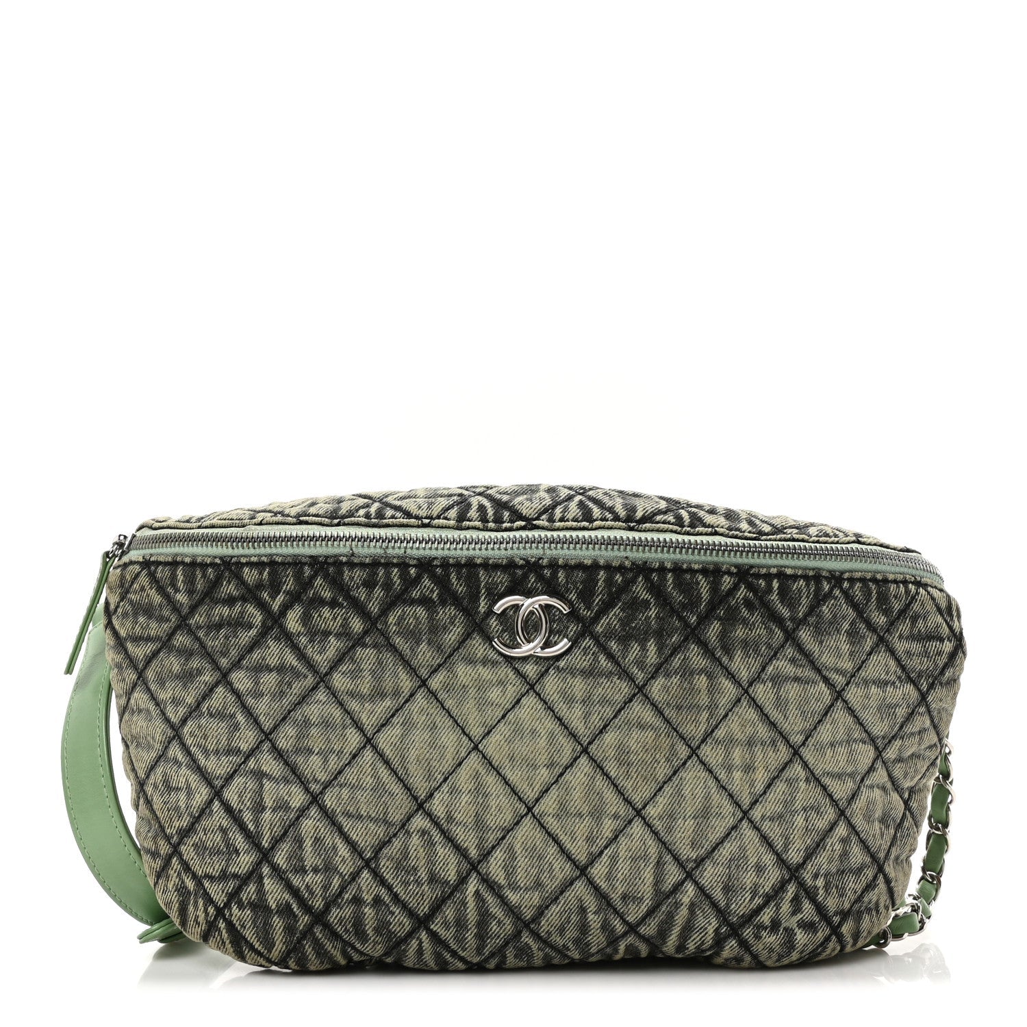 Denim Quilted Denimpression Waist Bag Green Black