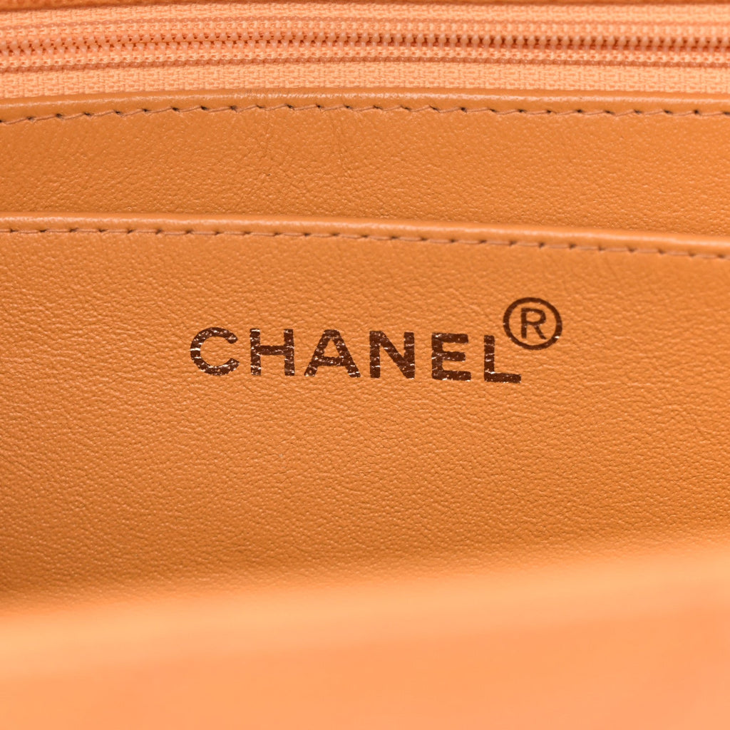 Caviar Stitched Jumbo Single Flap Orange