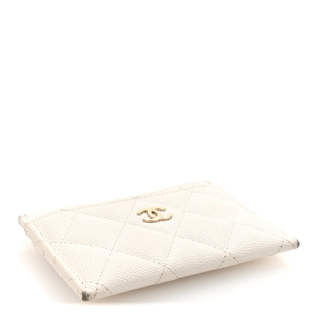 Caviar Quilted Card Holder White