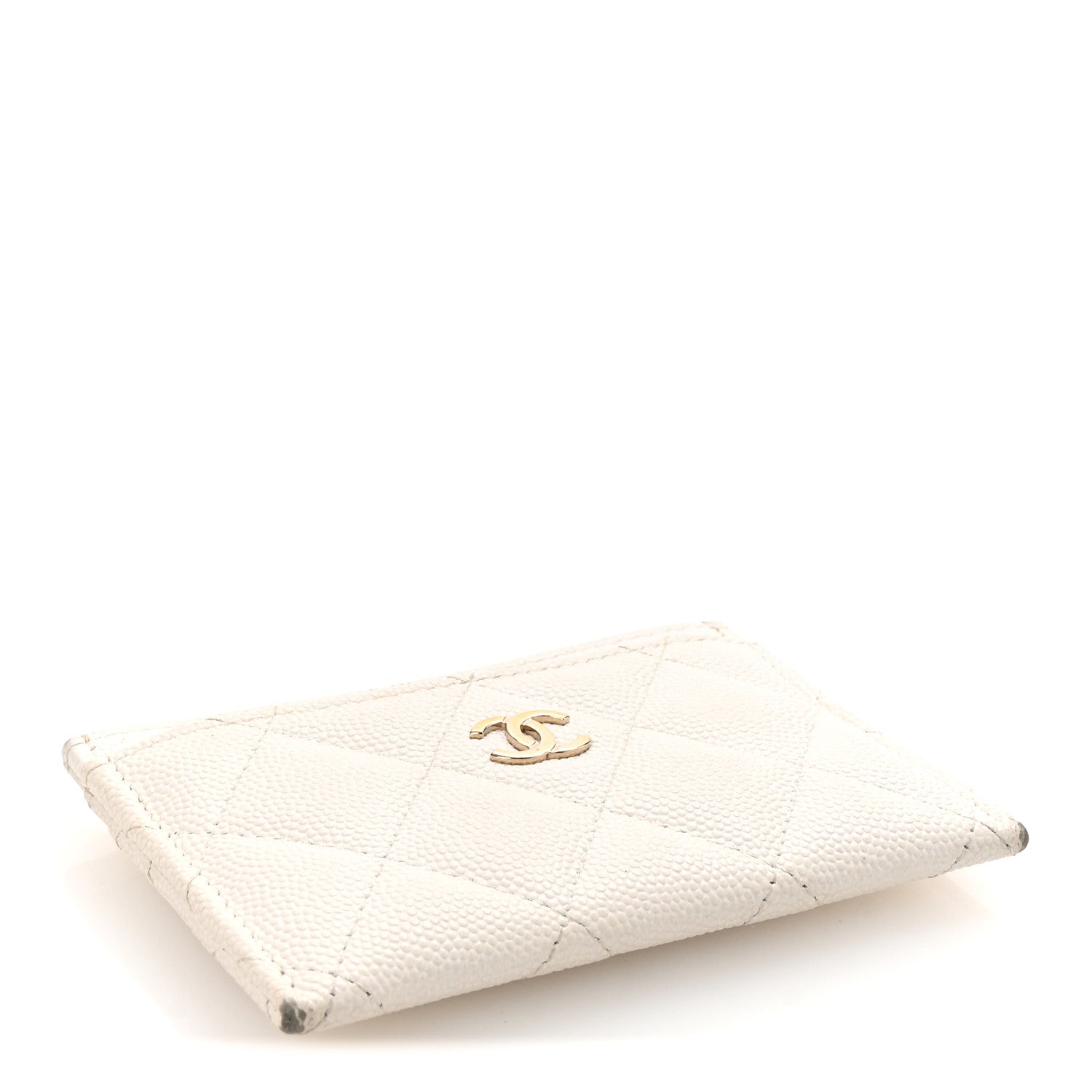 Caviar Quilted Card Holder White