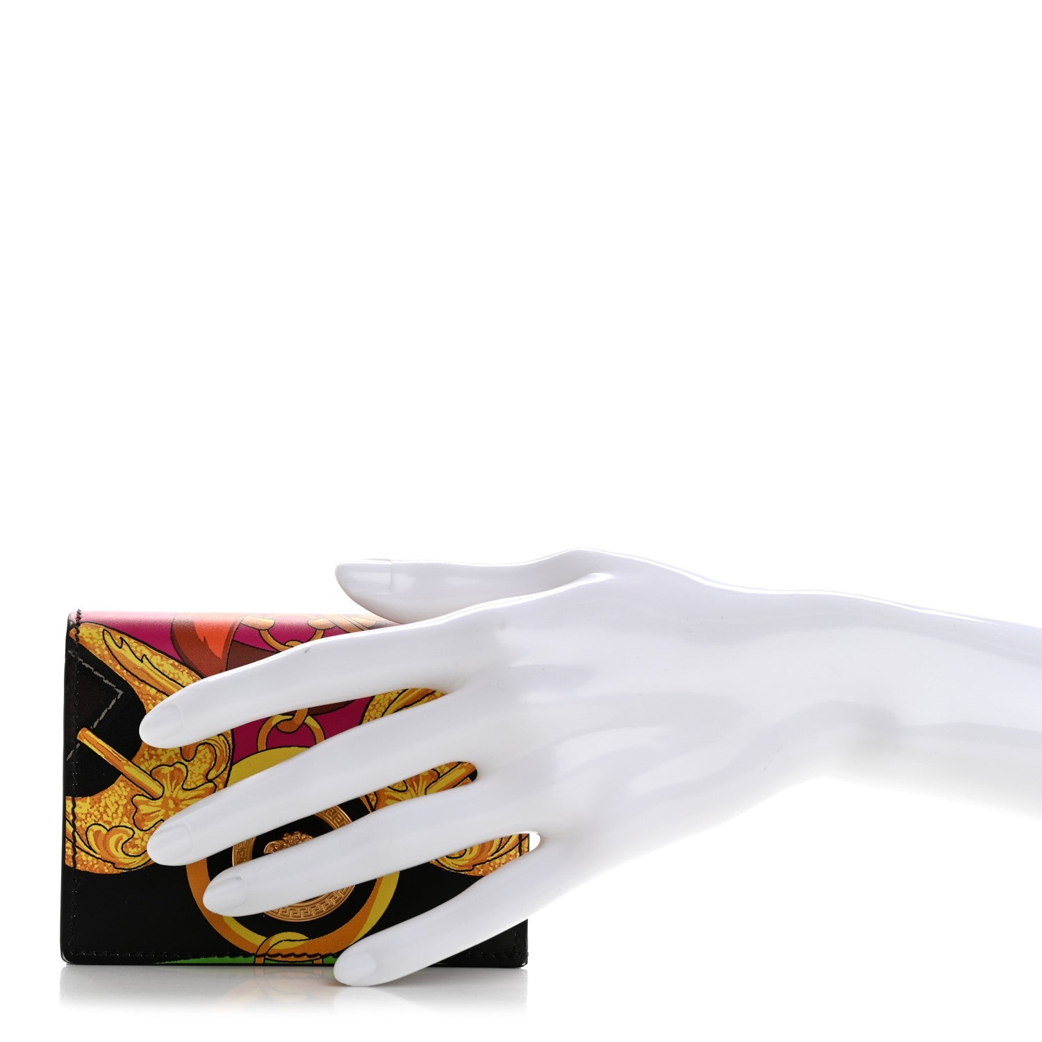 Calfskin Medusa Barocco Rodeo Print Card Holder Wallet Black Multicolor