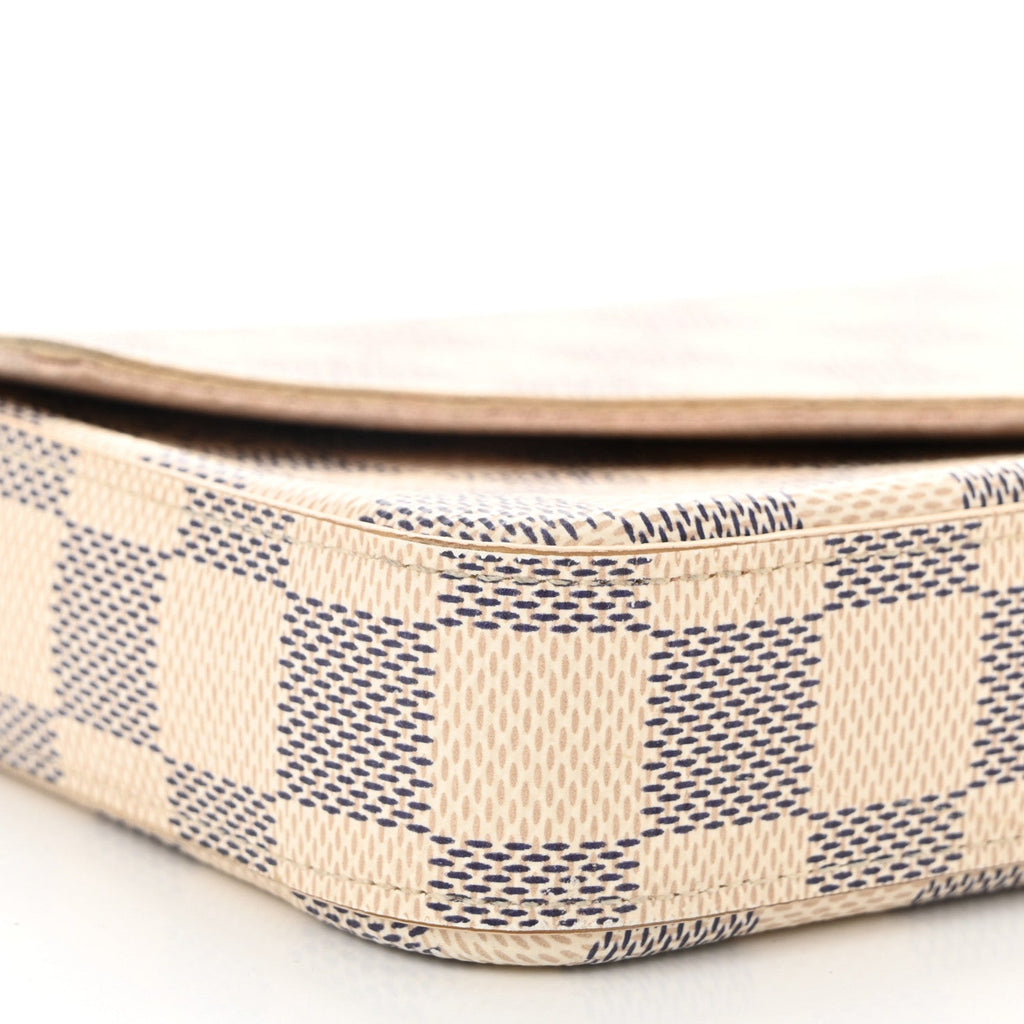 Damier Azur Pochette Felicie Chain Wallet Rose Ballerine