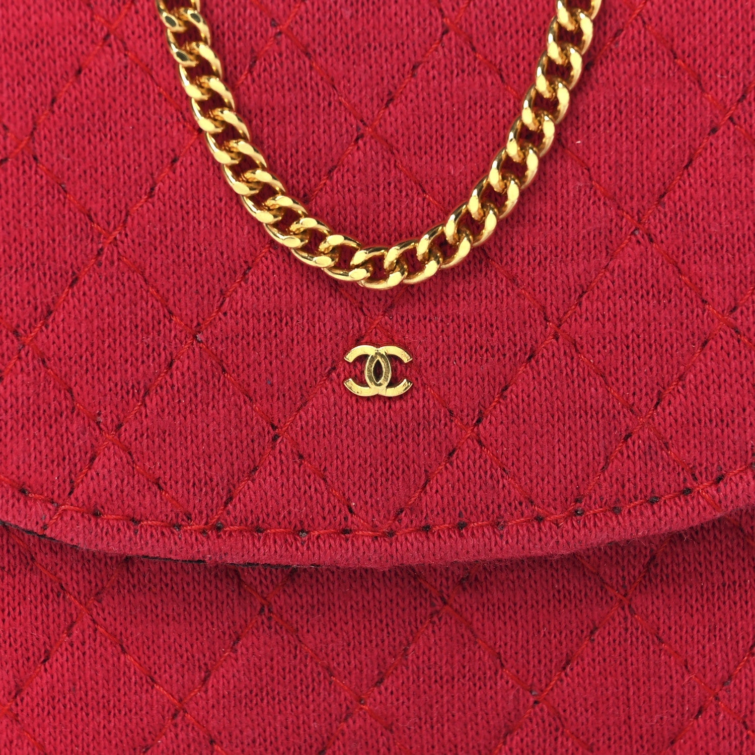 Jersey Quilted Micro Flap Bag Red