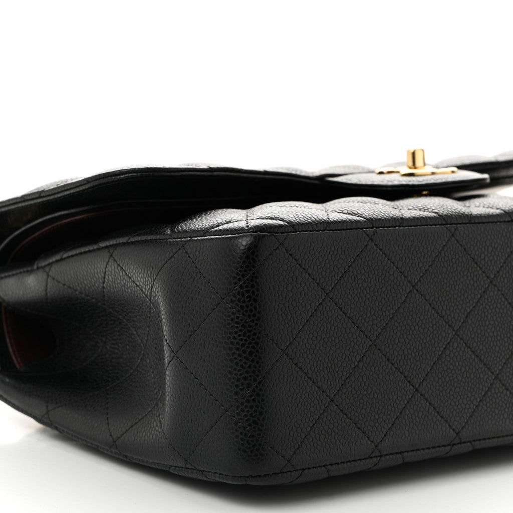 Caviar Quilted Jumbo Double Flap Black