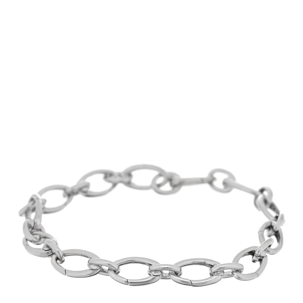 18K White Gold Clasping Oval Link Bracelet