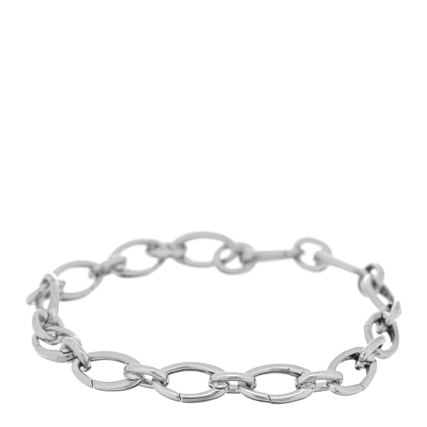 18K White Gold Clasping Oval Link Bracelet
