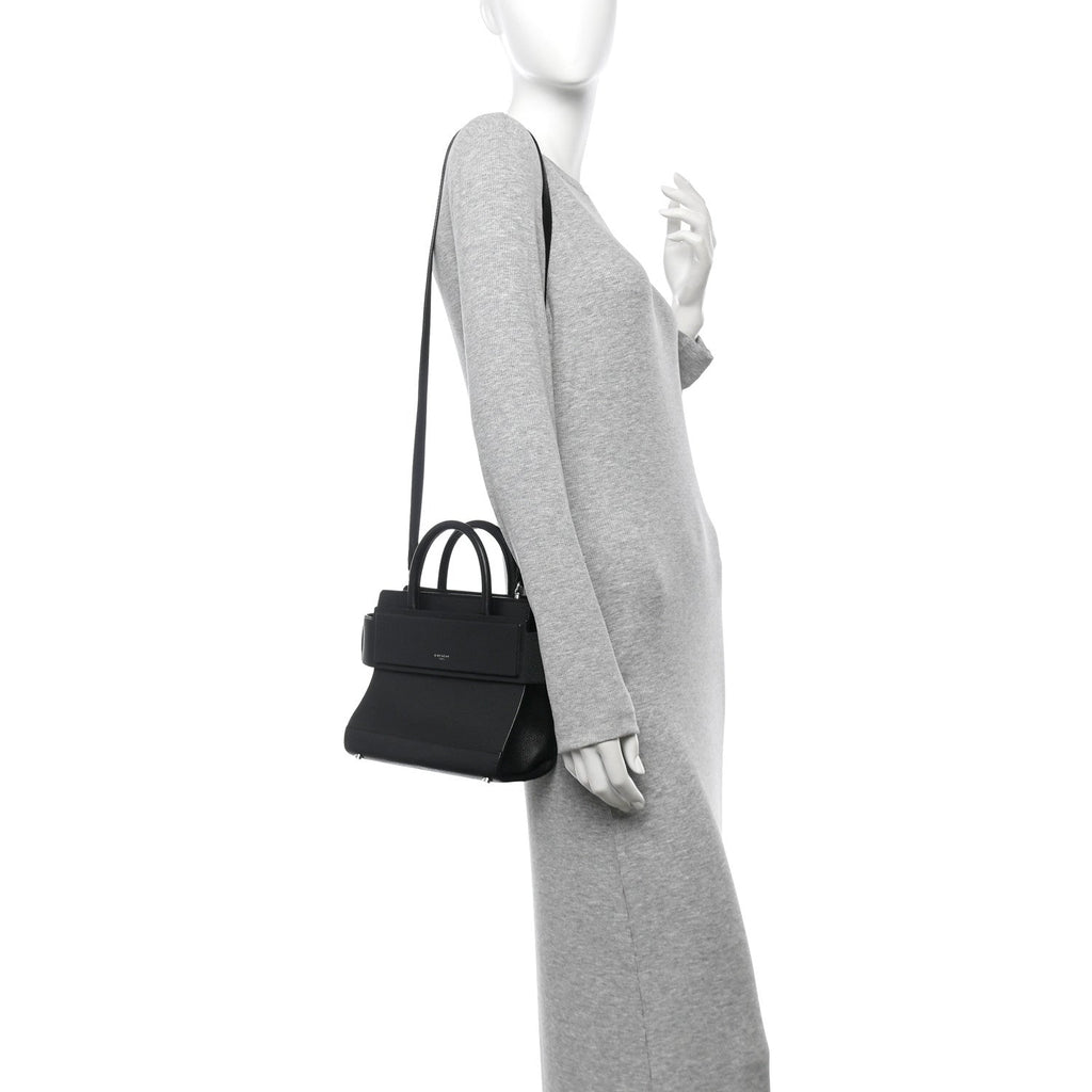 Grained Calfskin Mini Horizon Satchel Black