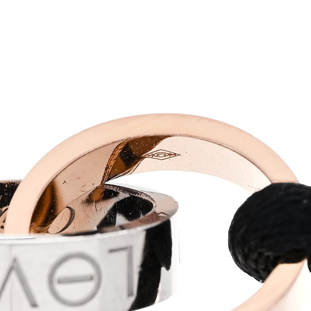 18K White Pink Gold Charity LOVE Adjustable Cord Bracelet Black