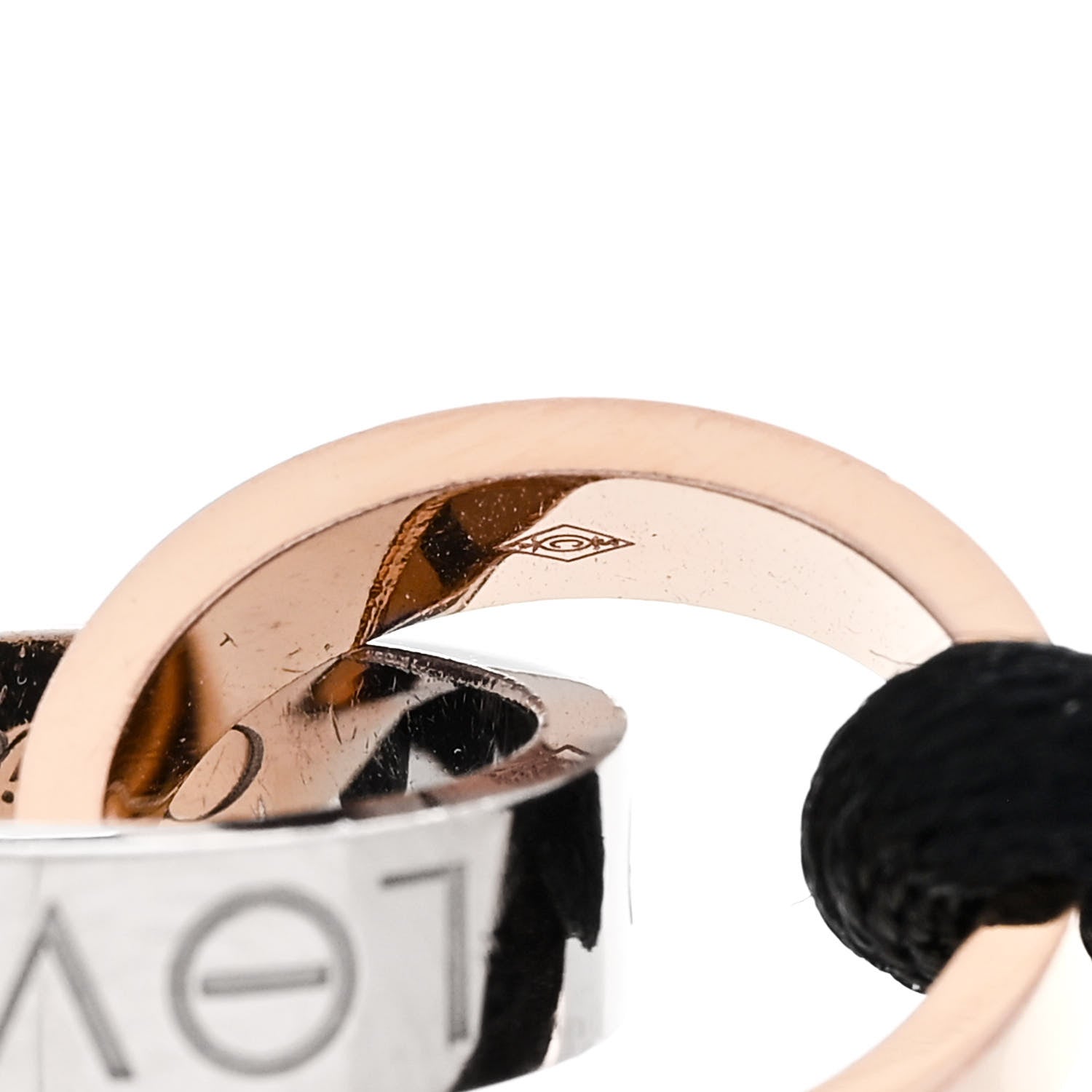 18K White Pink Gold Charity LOVE Adjustable Cord Bracelet Black