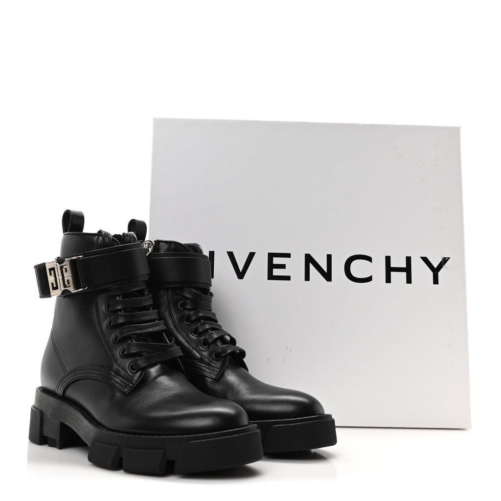 Calfskin Combat Boots 35 Black