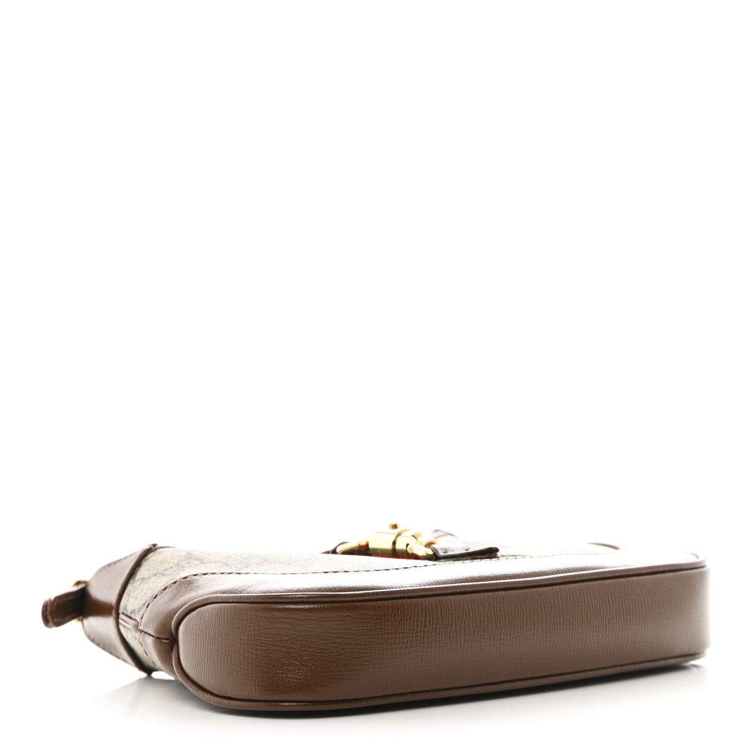 GG Supreme Monogram Azalea Calfskin Web Mini Jackie 1961 Hobo Beige Ebony Brown Sugar