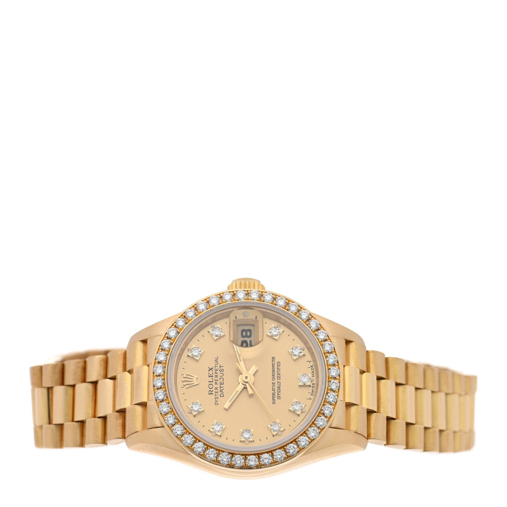 18K Yellow Gold Diamond 26mm Datejust President Watch Champagne 69138