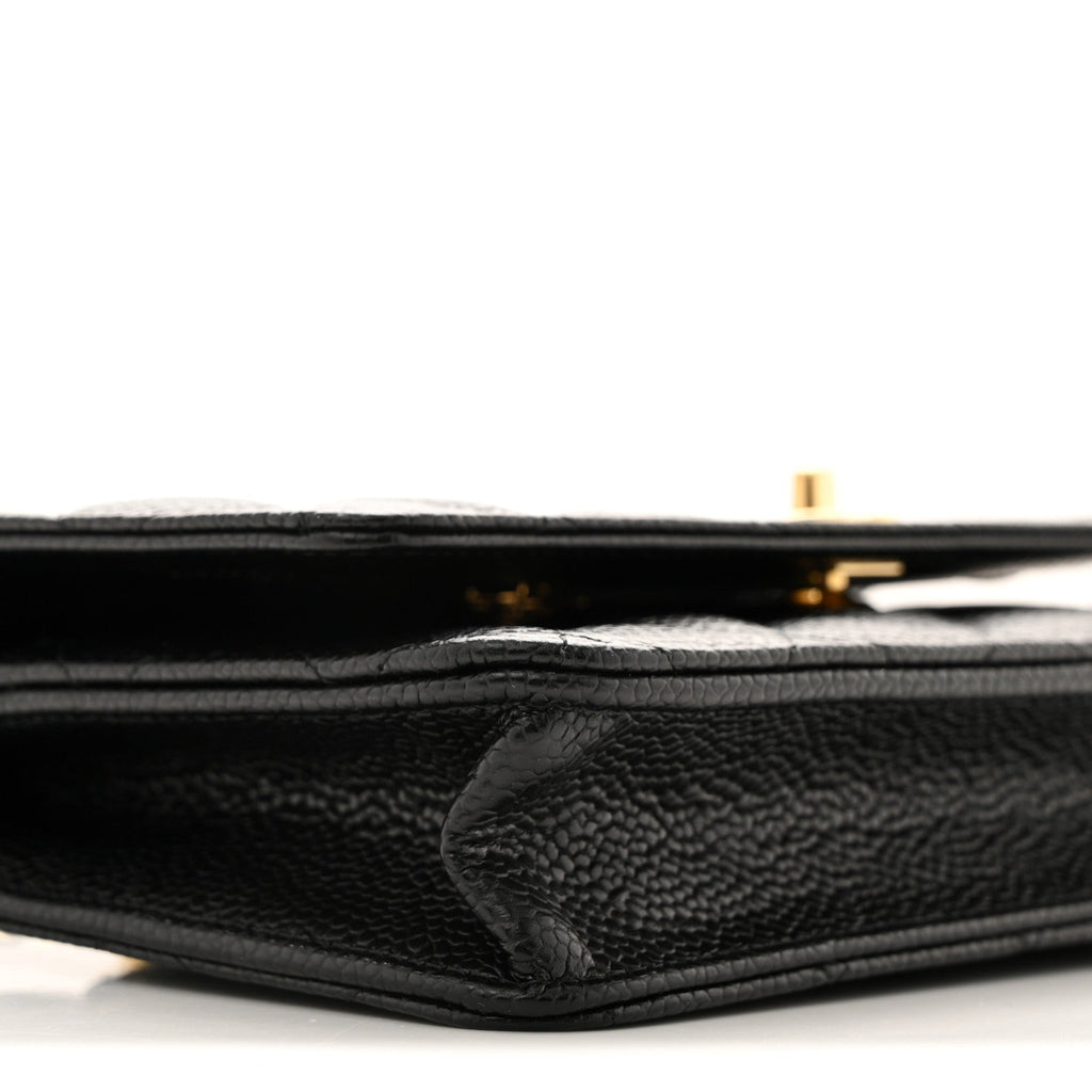 Caviar Quilted CC Turnlock Wallet On Chain WOC Black