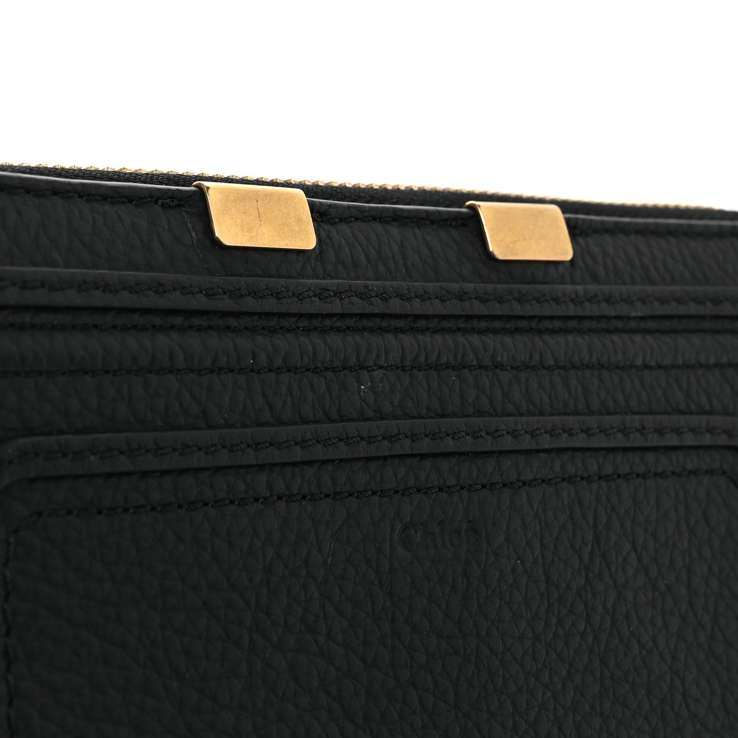 Grained Calfskin Marcie Long Zip Around Wallet Black