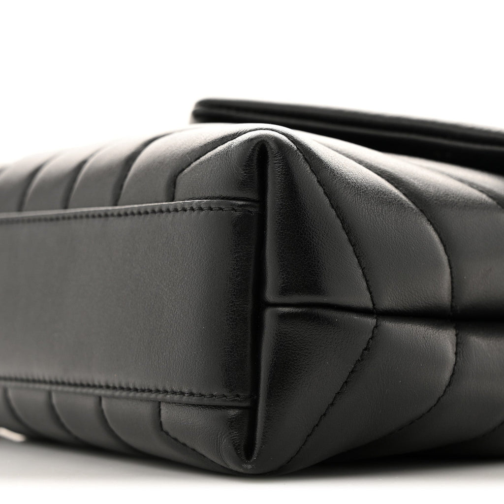 Calfskin Y Quilted Monogram Toy Loulou Crossbody Bag Black