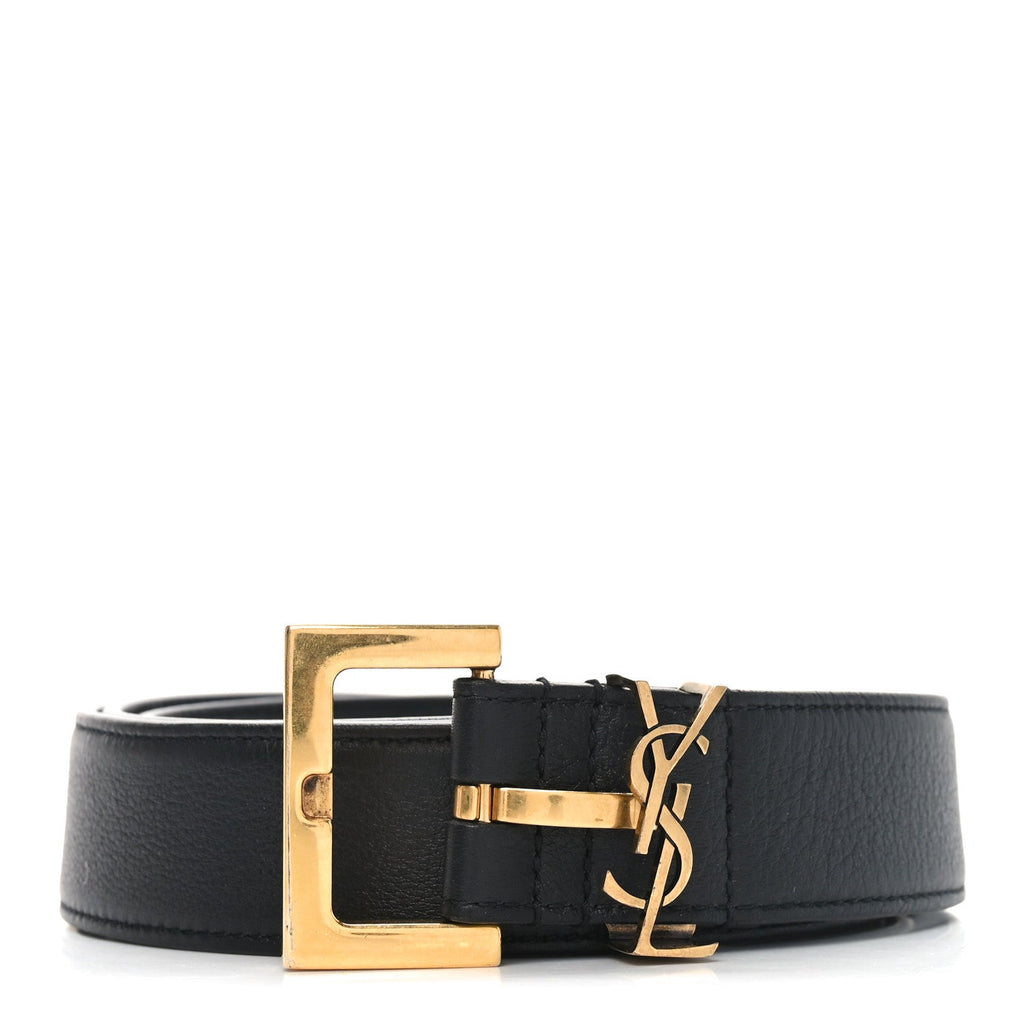 Lambskin Monogram Cassandre Square Buckle Belt 100 40 Black