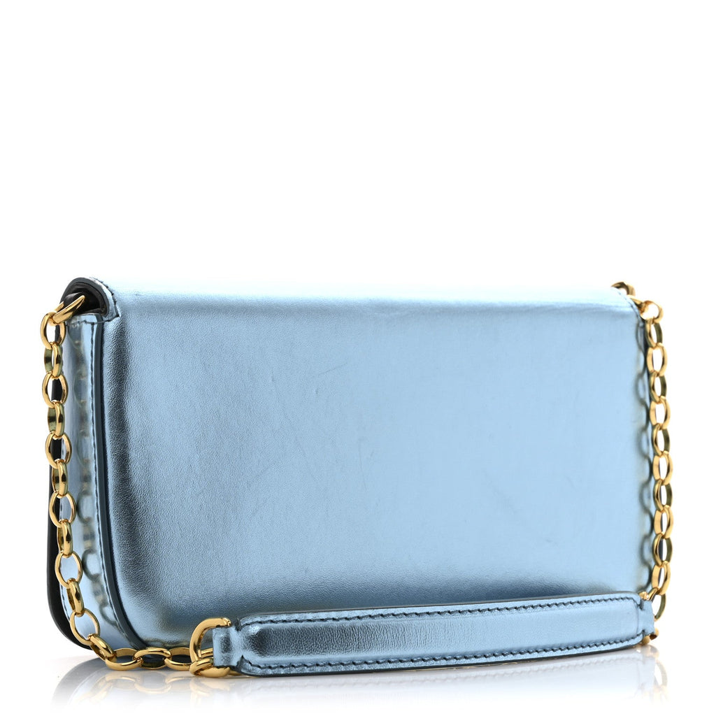 Metallic Nappa Mini DG Girls Shoulder Bag Blue
