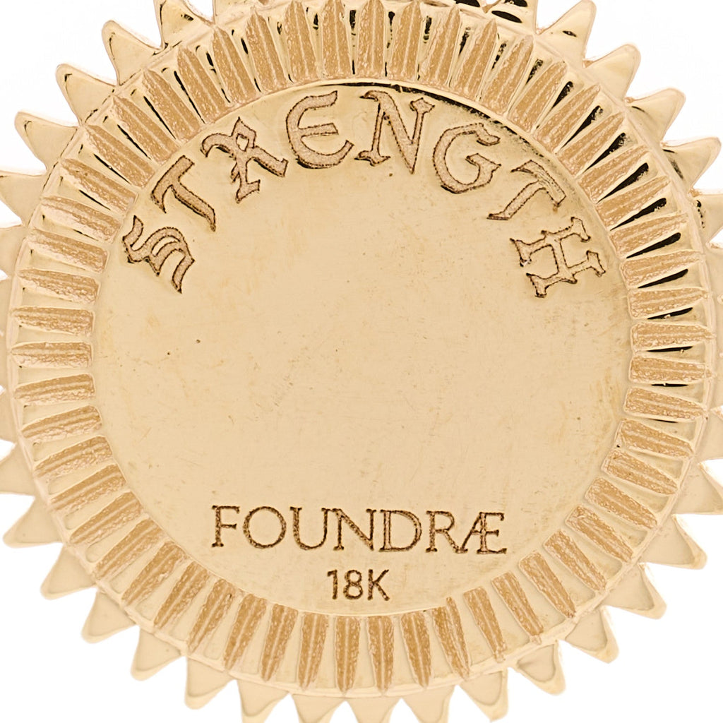 18K Yellow White Gold Diamond Strength Miniature Medallion Earrings