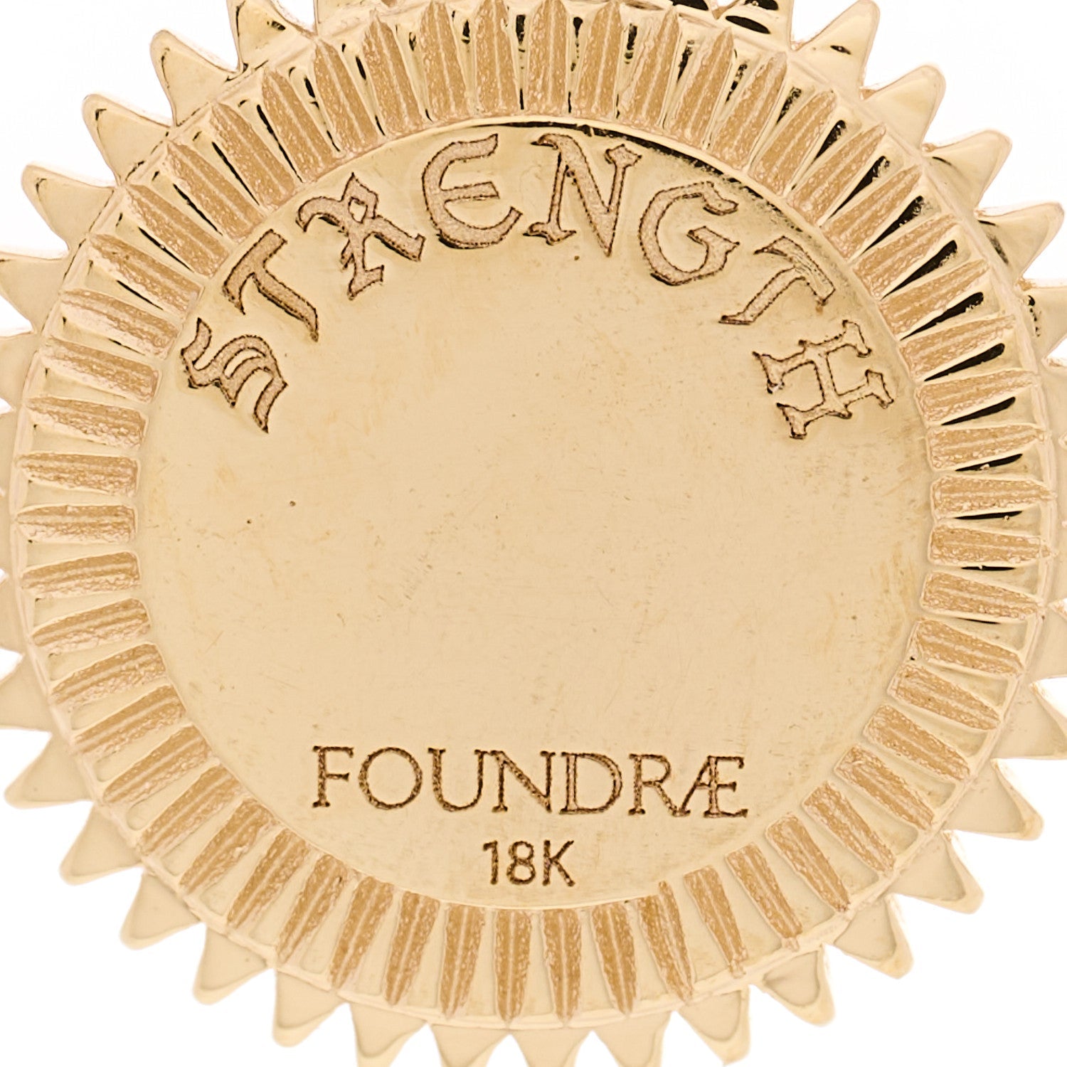 18K Yellow White Gold Diamond Strength Miniature Medallion Earrings