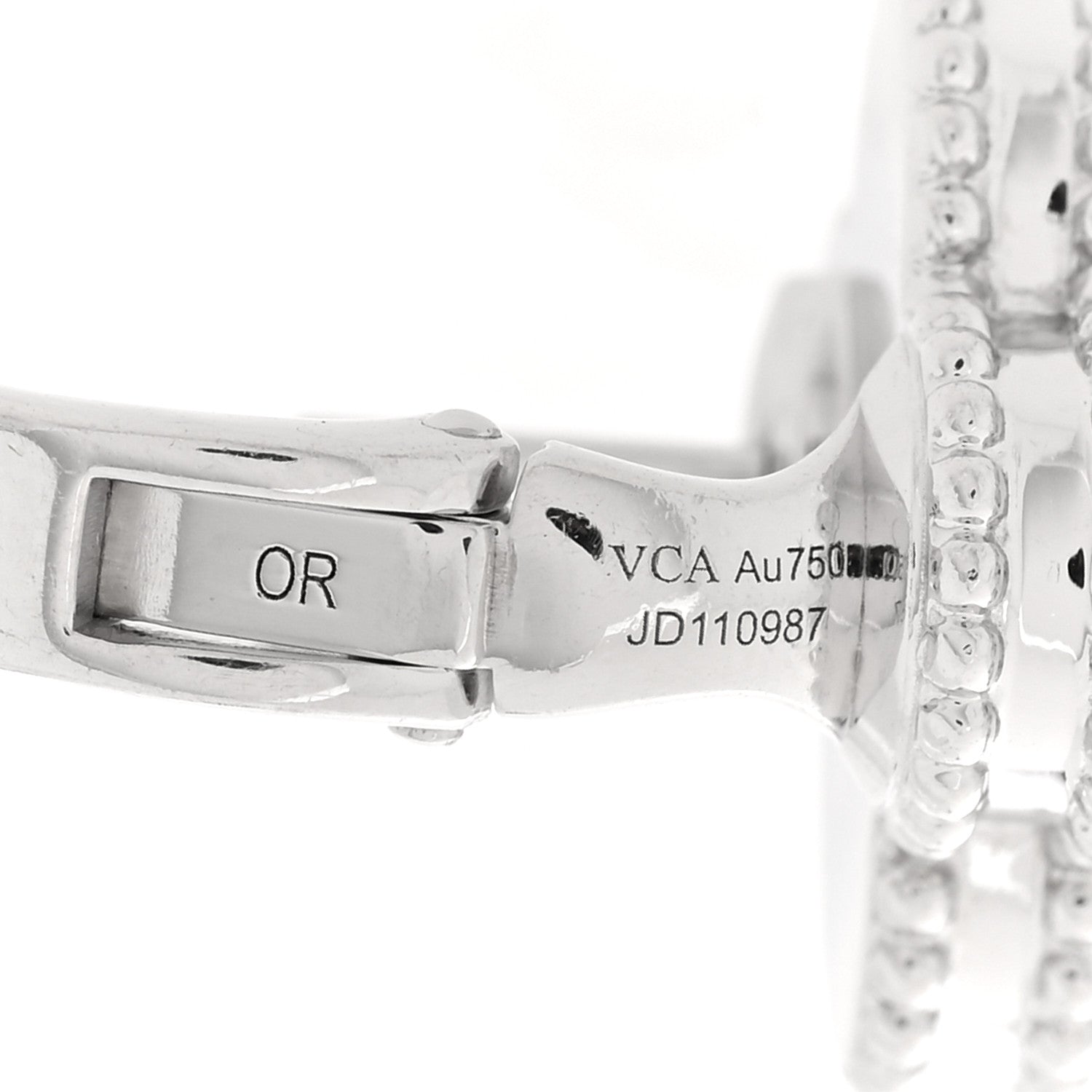 18K White Gold Guilloche Vintage Alhambra Earrings