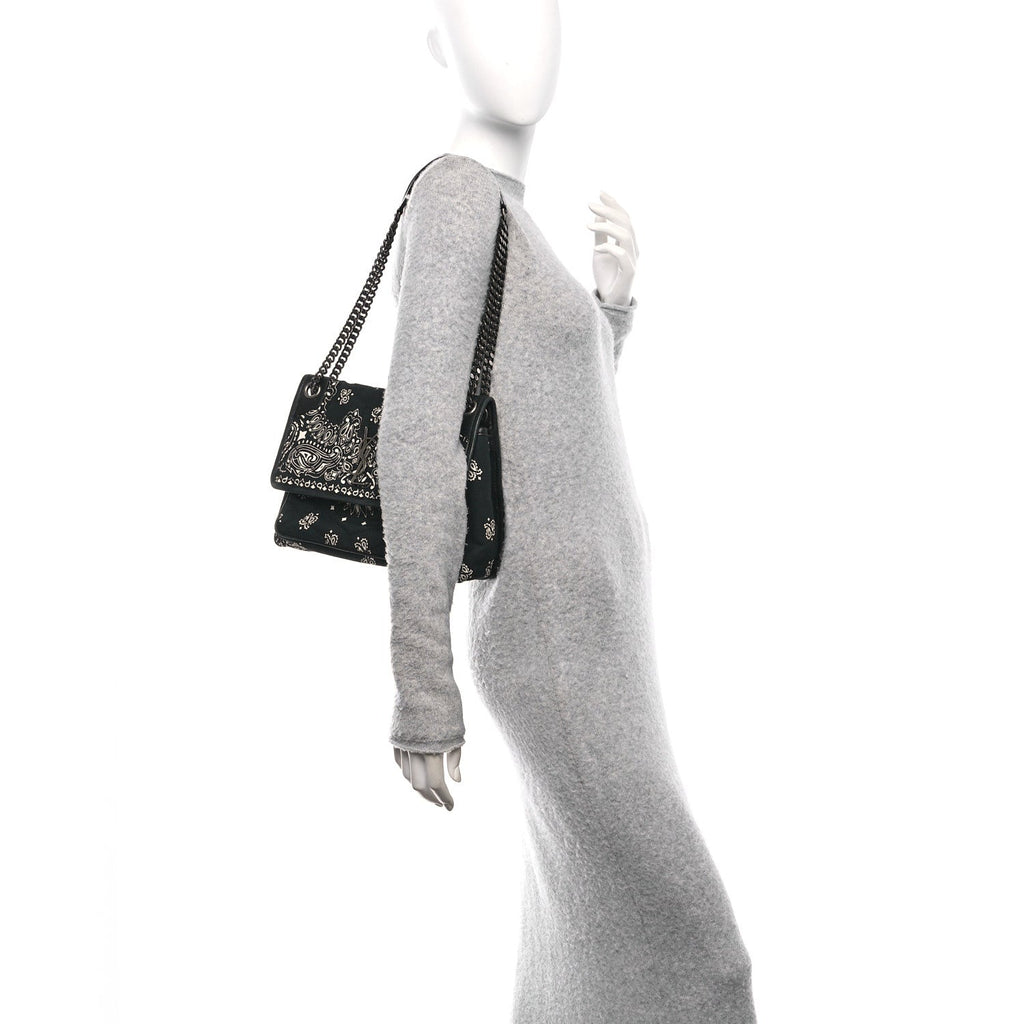 Cotton Bandana Monogram Medium Niki Chain Satchel Black White