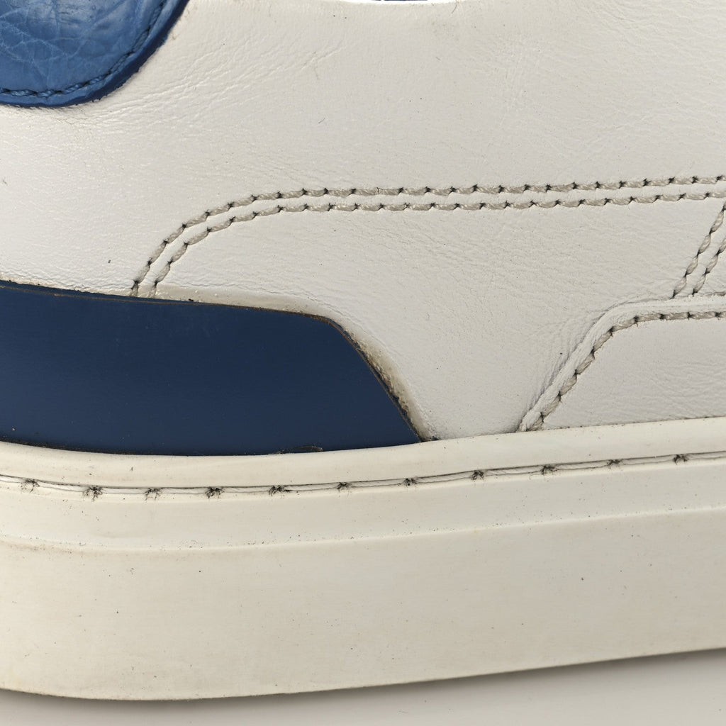 Matte Niloticus Crocodile Calfskin Deep Sneakers 37 White Bleu Bleuet