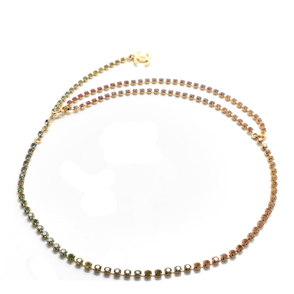 Metal Crystal CC Belt Gold Multicolor