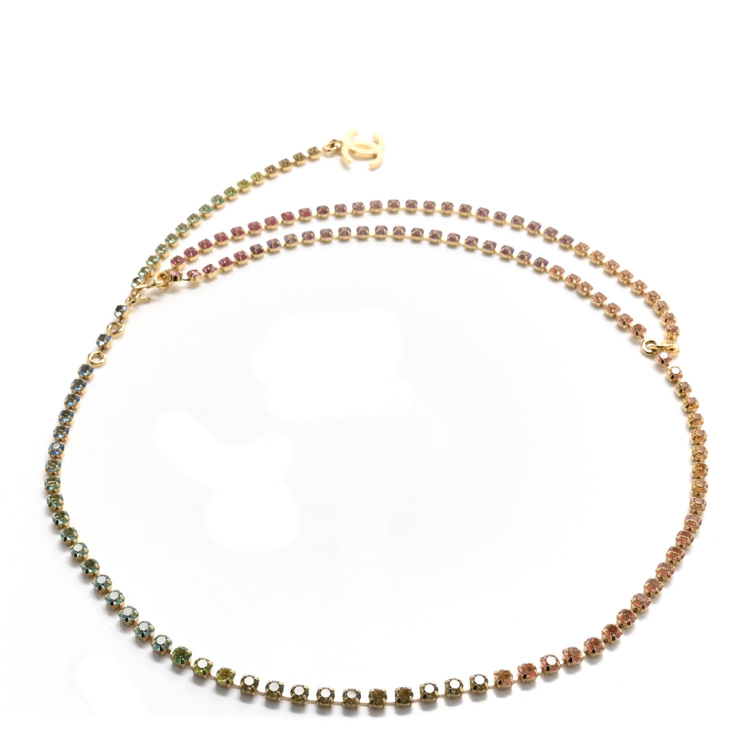 Metal Crystal CC Belt Gold Multicolor