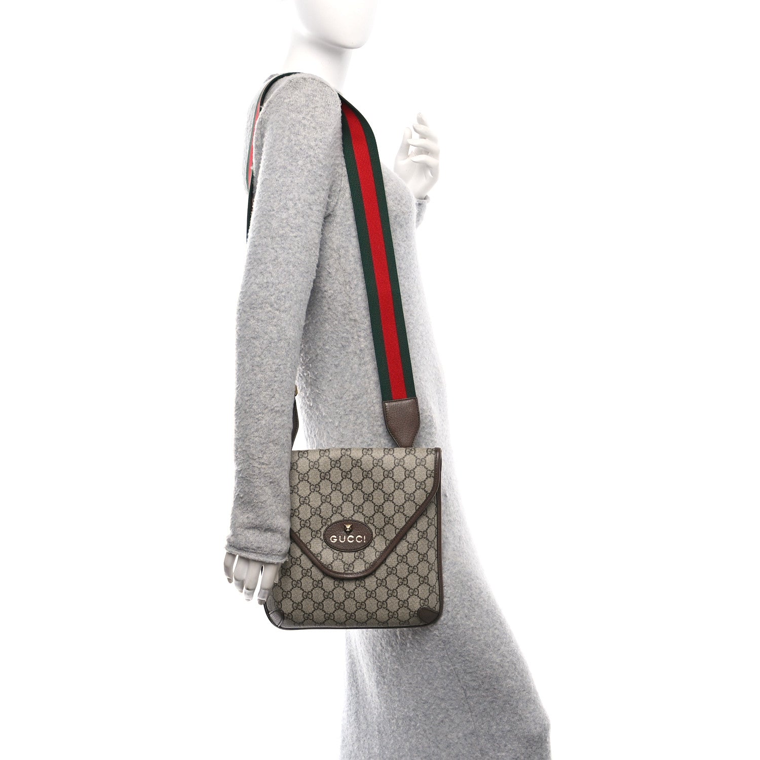 GG Supreme Monogram Web Medium Neo Vintage Flap Messenger Bag Beige New Acero