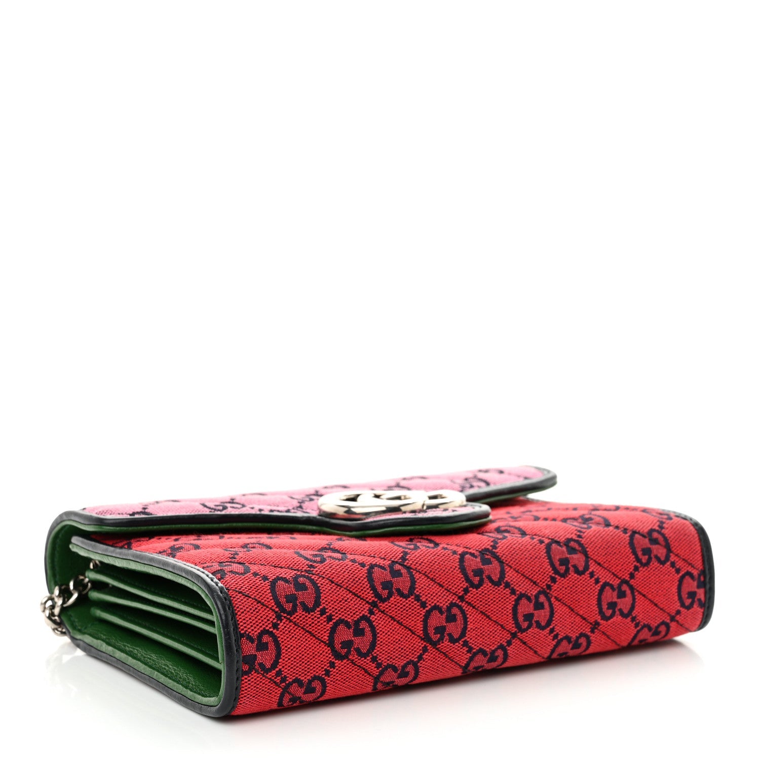 Monogram Multicolor Matelasse Diagonal GG Marmont Chain Wallet Red Blue Pink Green