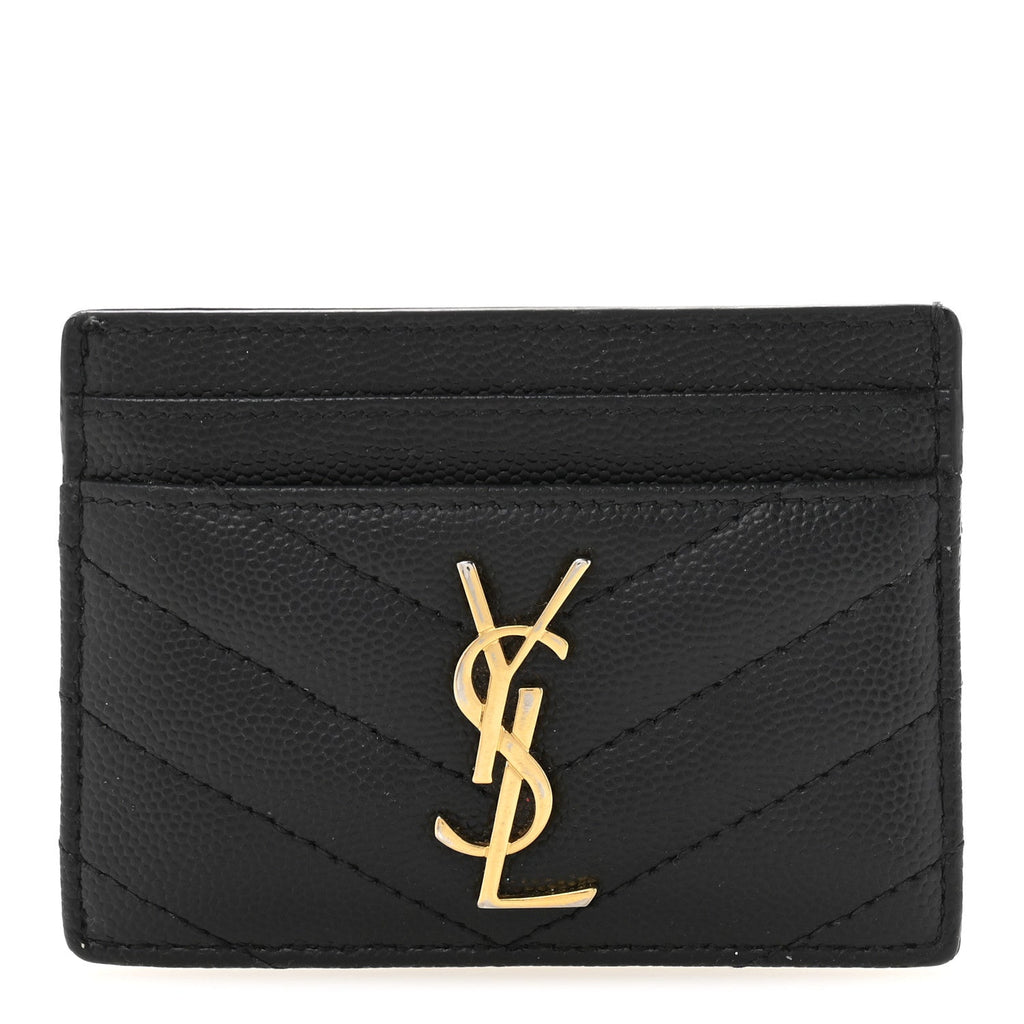 Grain De Poudre Matelasse Chevron Monogram Credit Card Case Black