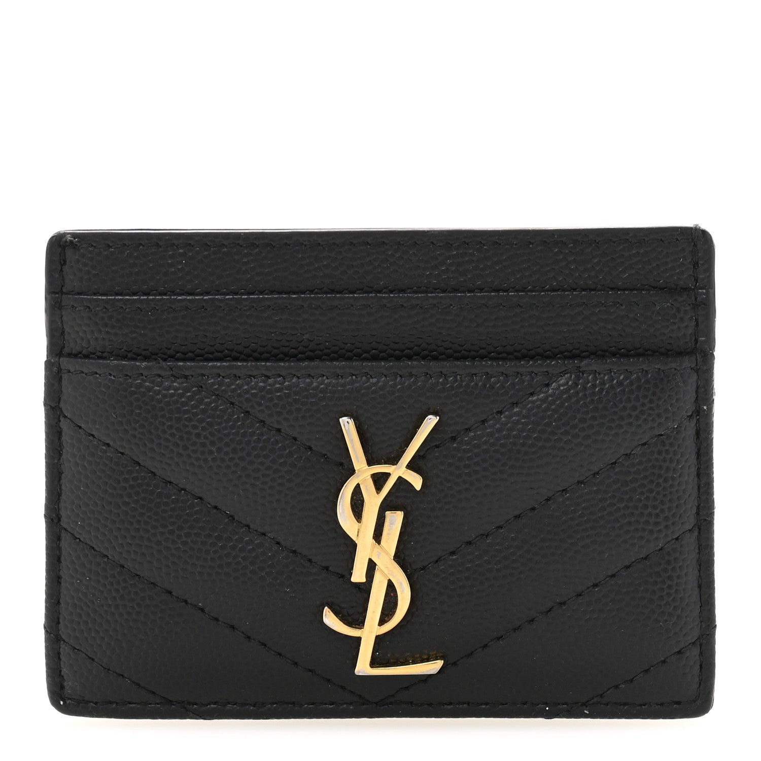 Grain De Poudre Matelasse Chevron Monogram Credit Card Case Black