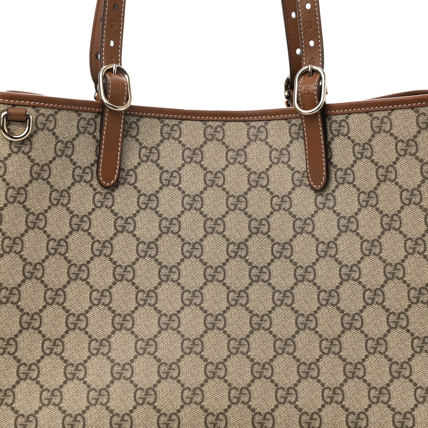 GG Supreme Monogram Emblem Medium Tote Bag Beige Dark Brown