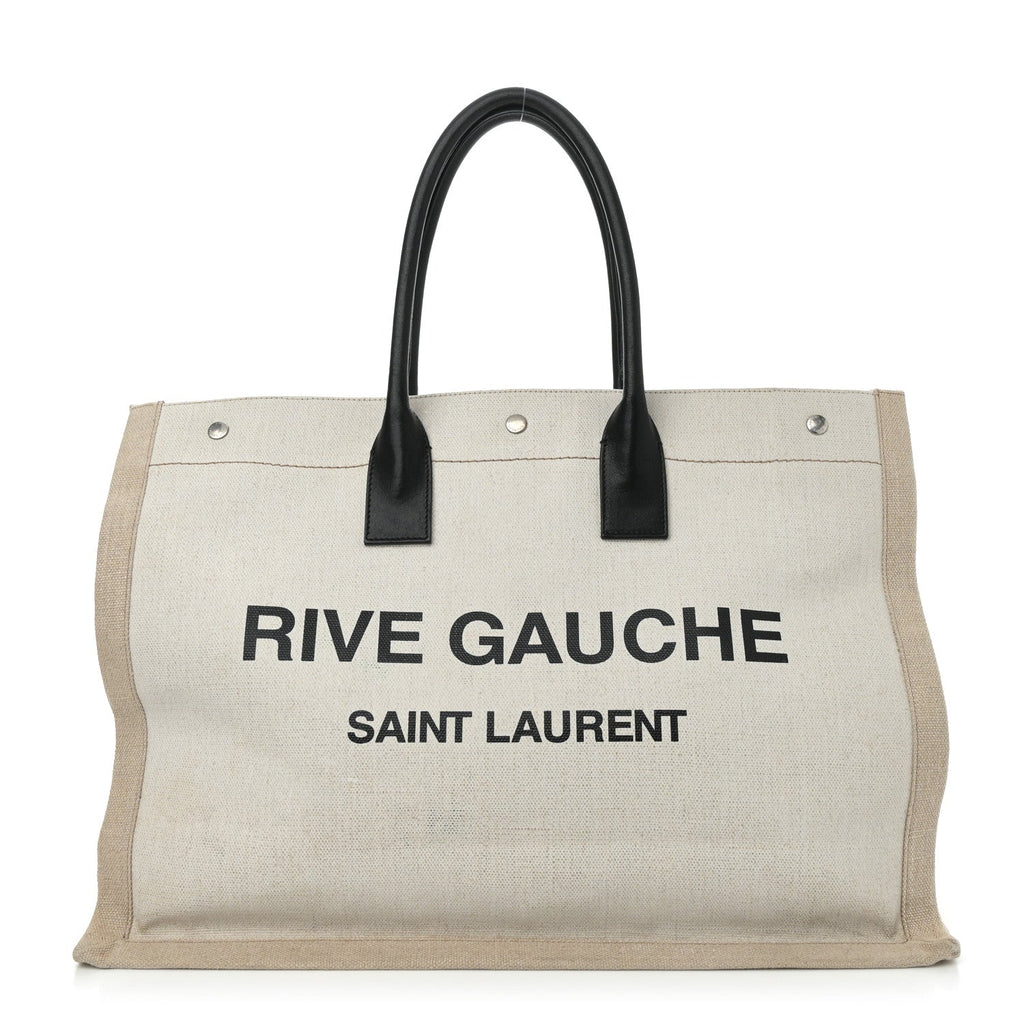 Linen Calfskin Rive Gauche Tote Optic White