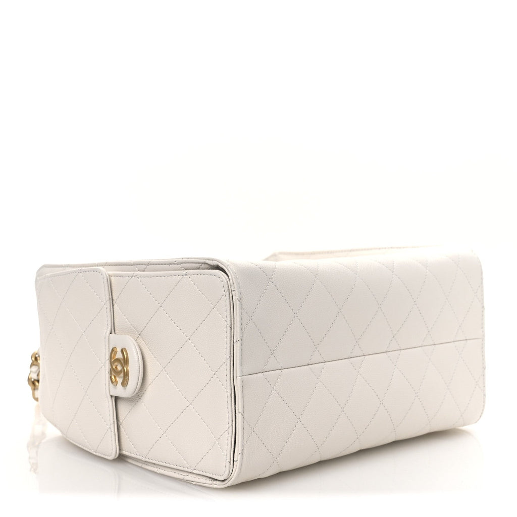 Caviar Quilted Small Chanel 25 Handbag White