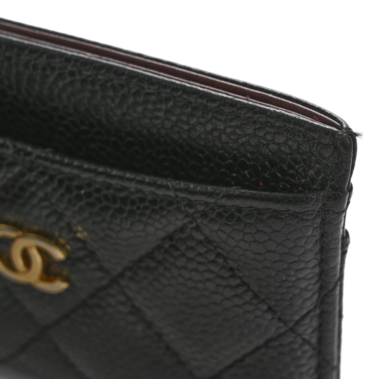 Caviar Quilted Card Holder Black