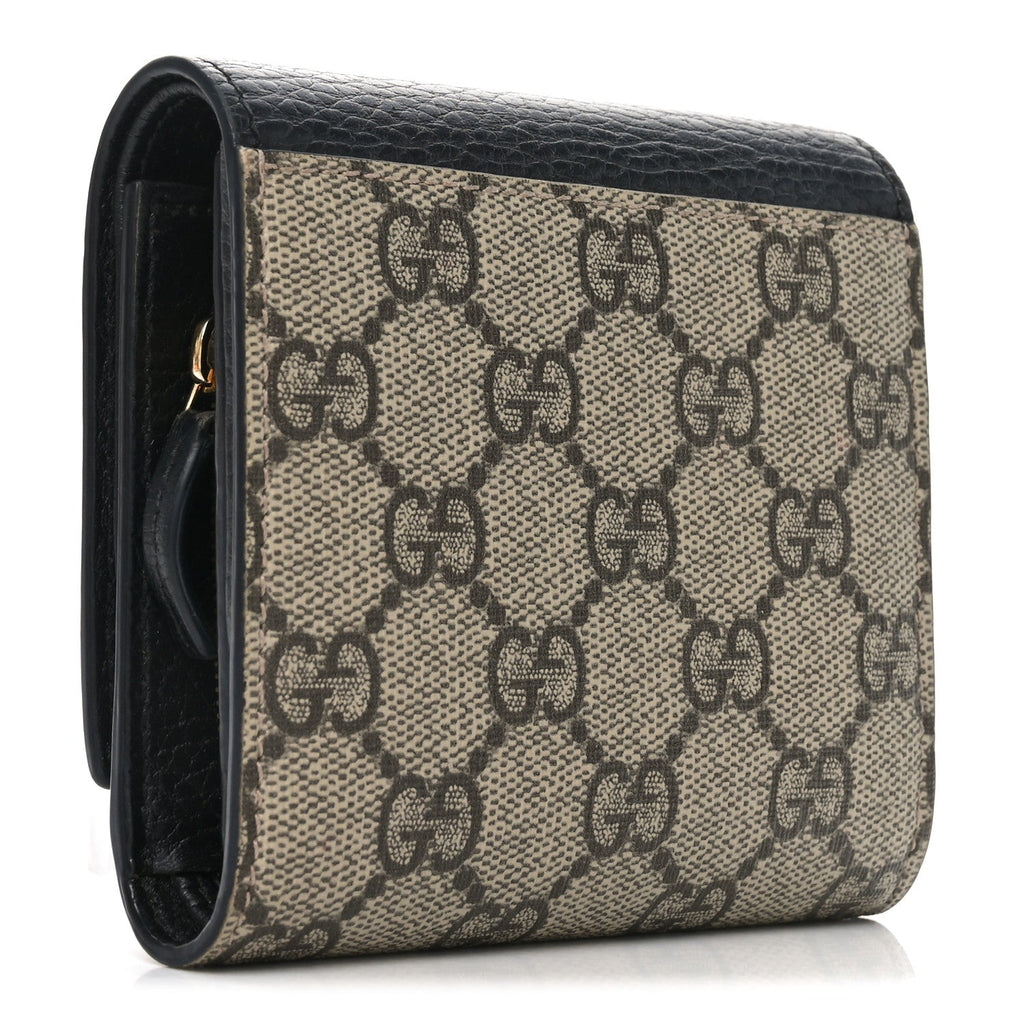 Dollar Calfskin GG Supreme Monogram Medium GG Marmont Wallet Black Beige Ebony