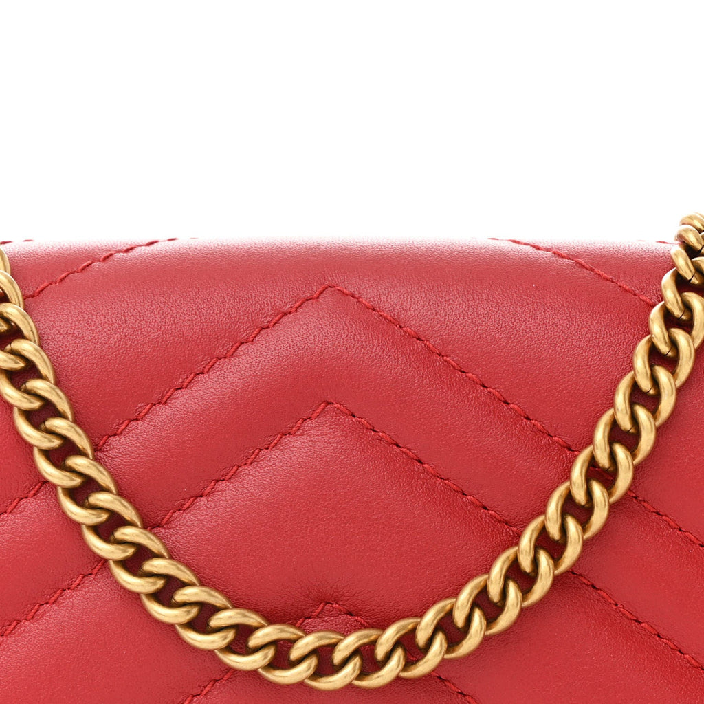Calfskin Matelasse GG Marmont Mini Bag Hibiscus Red