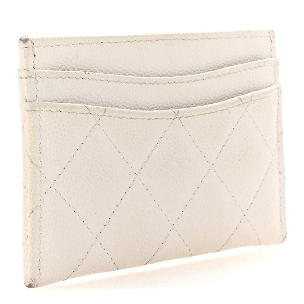 Caviar Quilted Card Holder White