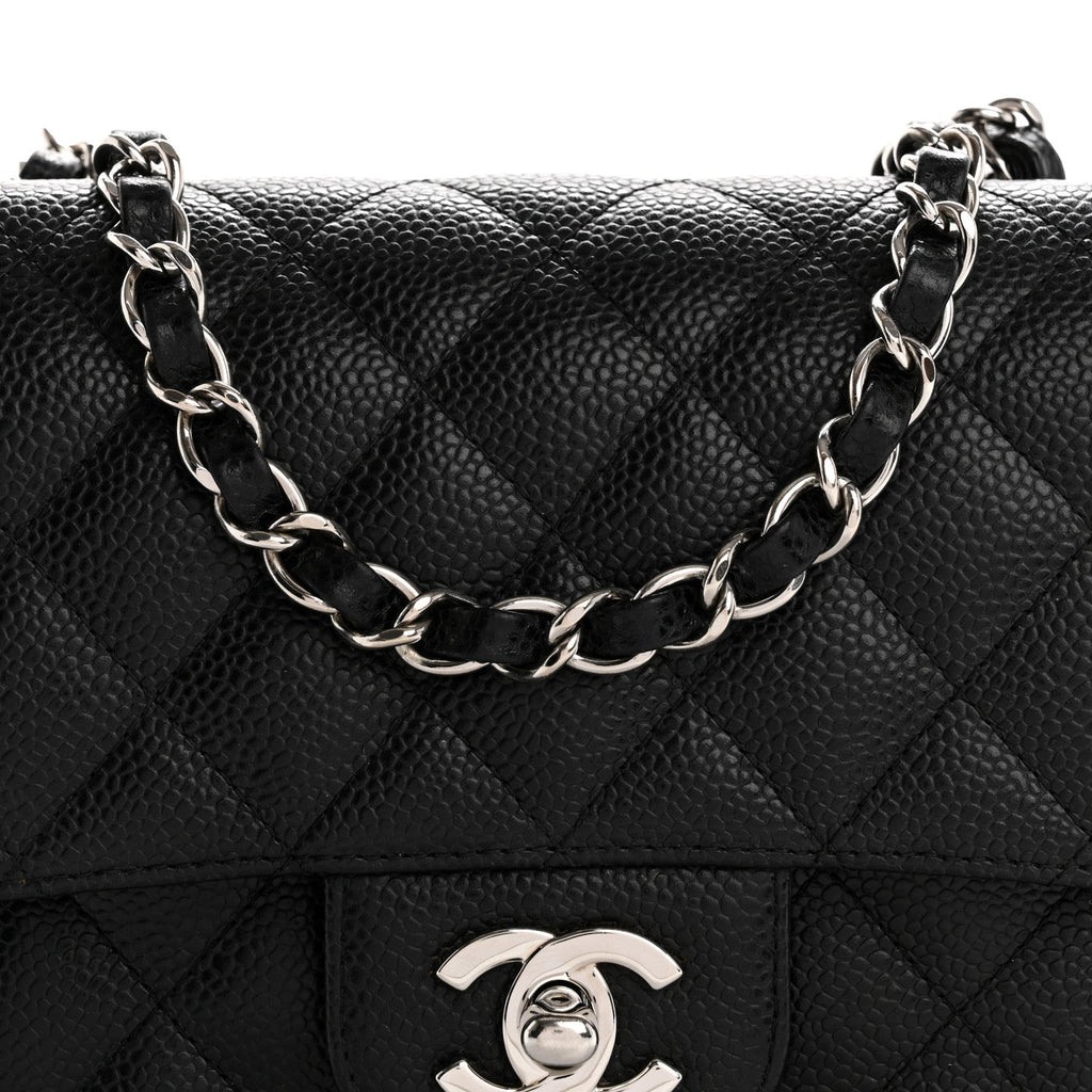 Caviar Quilted Mini Square Flap Black