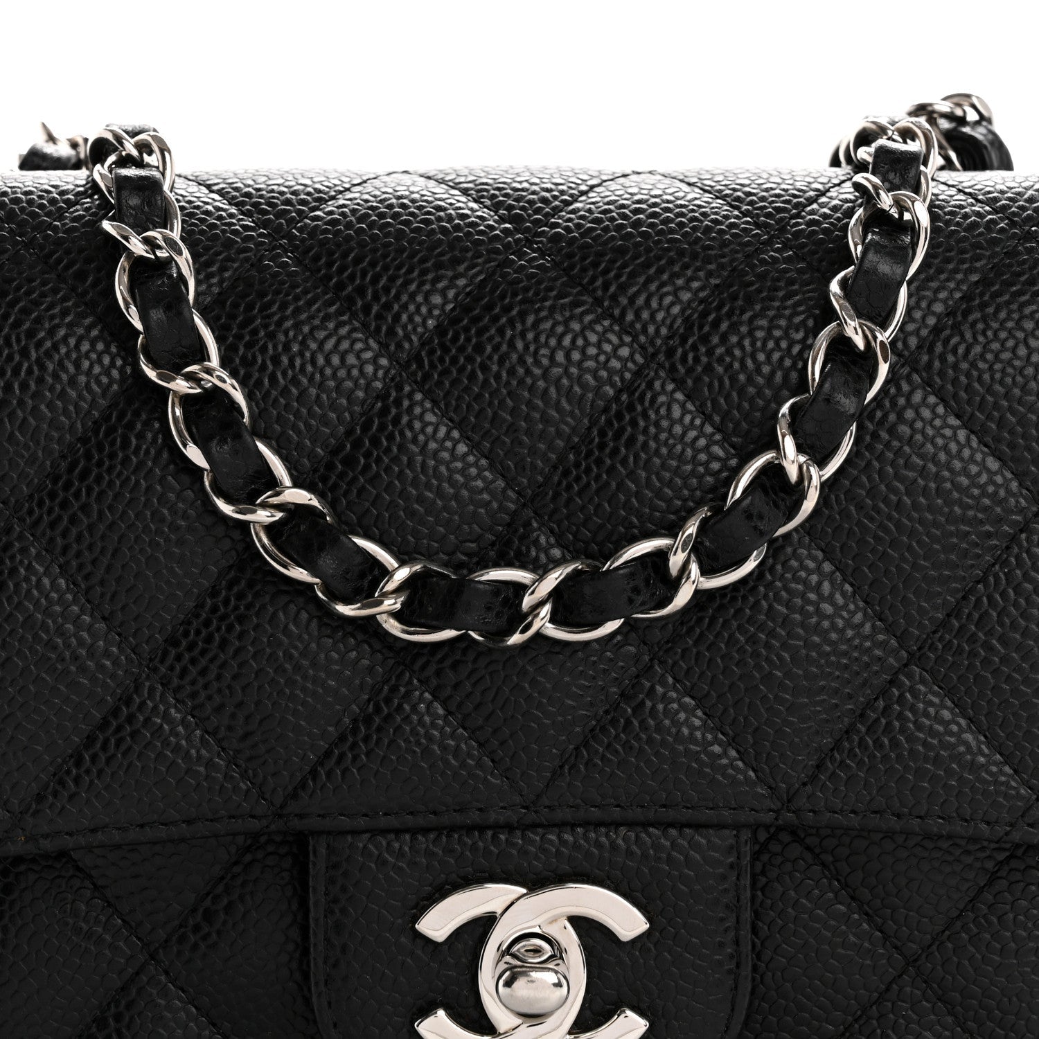 Caviar Quilted Mini Square Flap Black