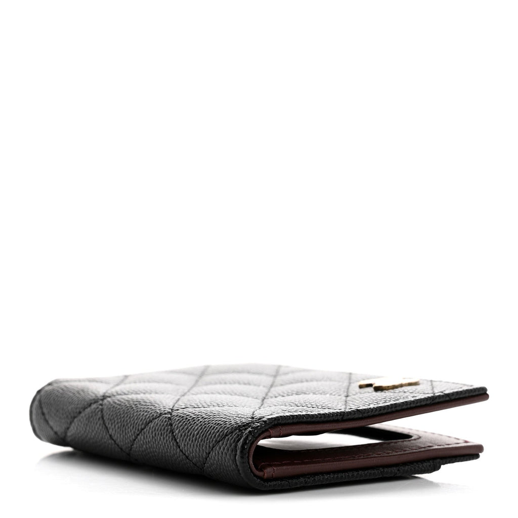 Caviar Quilted Card Holder Wallet Black