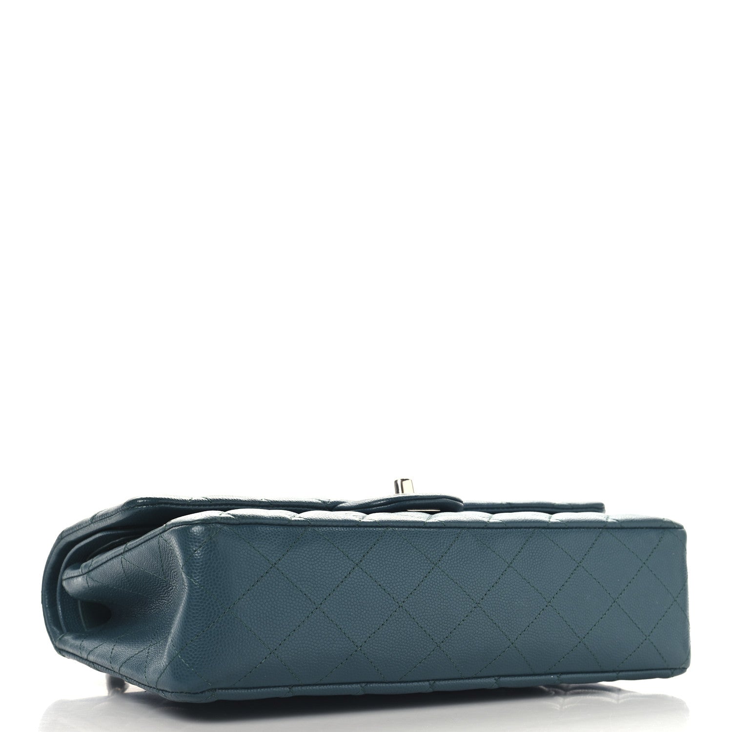 Caviar Quilted Medium Double Flap Turquoise