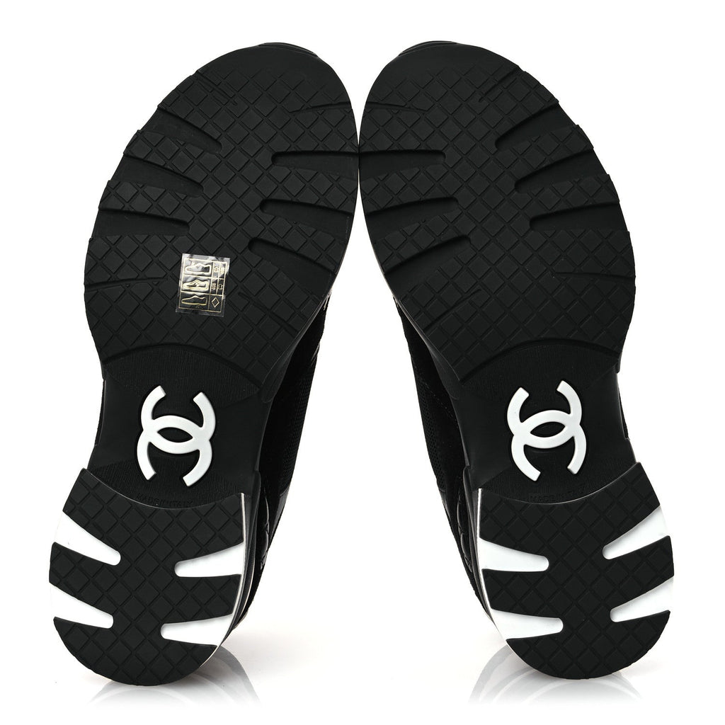 Mixed Fibers Suede Shiny Calfskin Womens CC Sneakers 40.5 Black