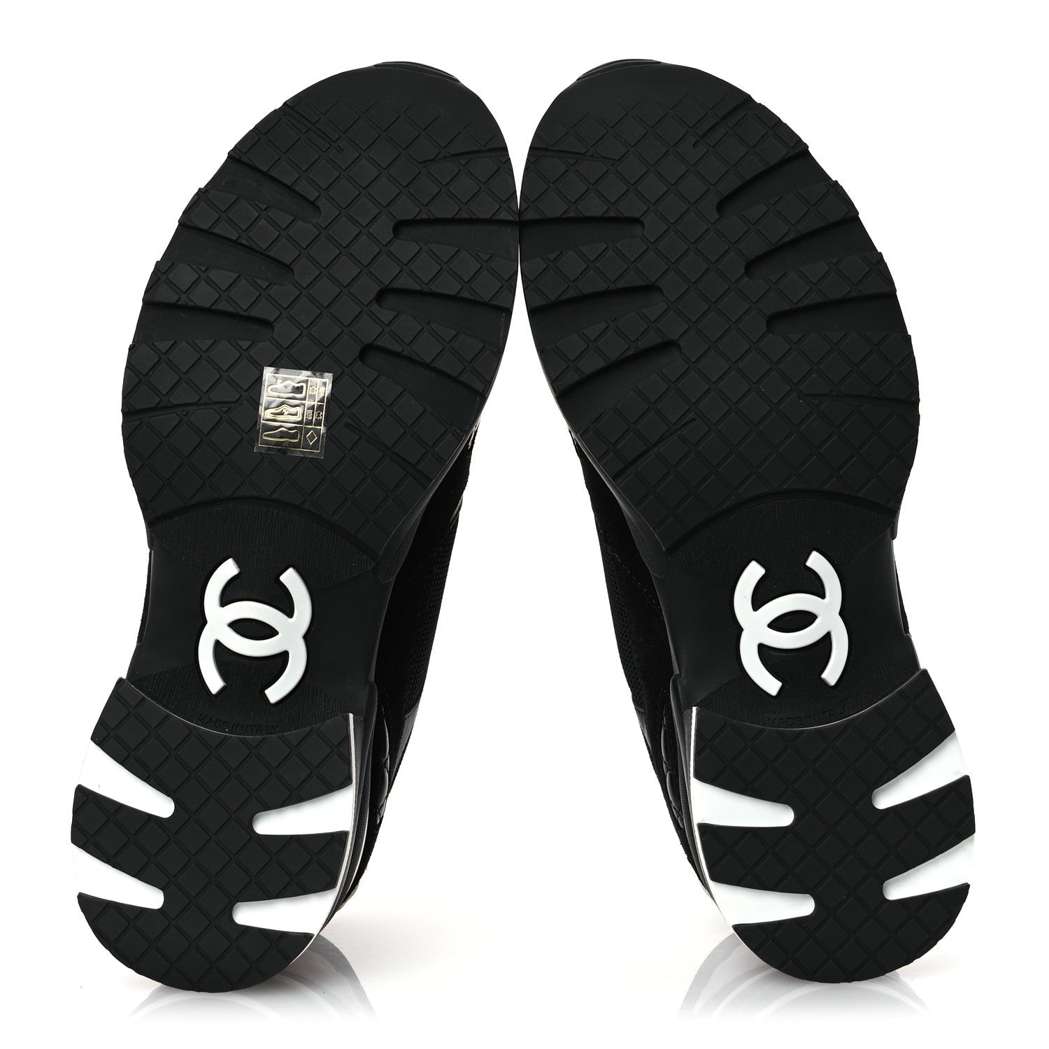 Mixed Fibers Suede Shiny Calfskin Womens CC Sneakers 40.5 Black