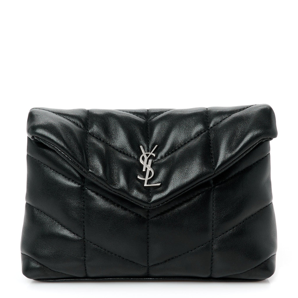 Lambskin Monogram Loulou Puffer Pouch Clutch Black