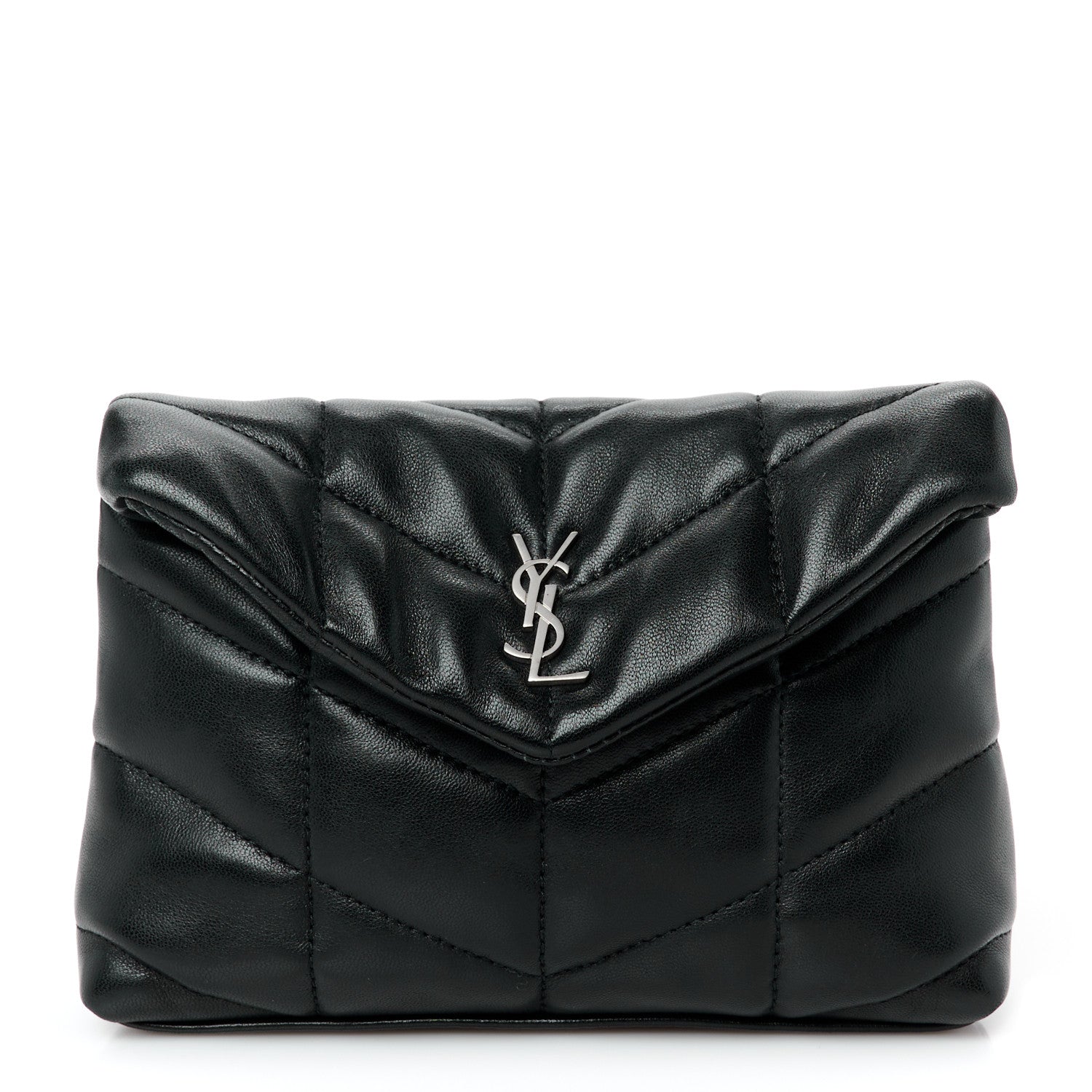 Lambskin Monogram Loulou Puffer Pouch Clutch Black